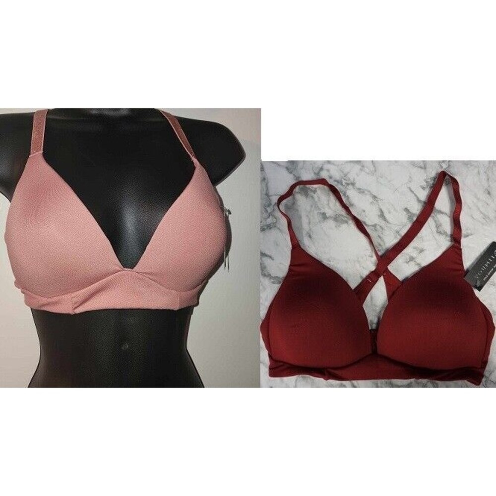 YOUMITA MAUVE OR BURGUNDY RED WIRELESS LIGHTLY LINED BRALETTE BRA-NWT-5 SIZES
